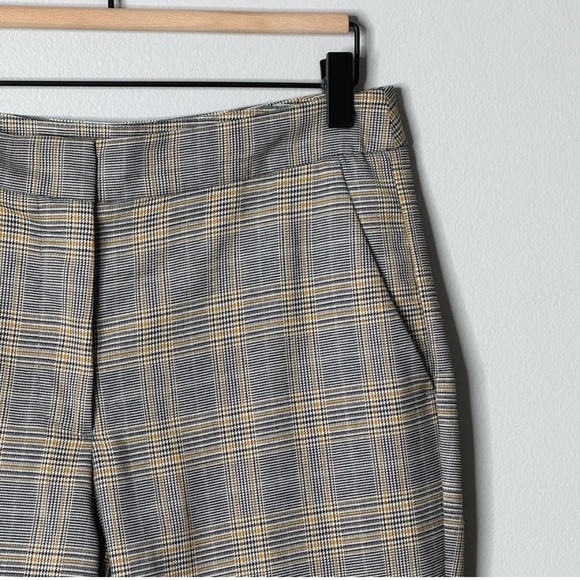 Zara Tartan Plaid Pants Trousers Ankle Length Black Pockets Straight Leg Size M - Picture 7 of 16